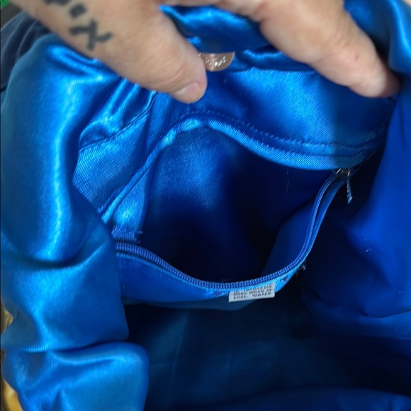 Floral Blue Handbag with Wooden Handles - Picture 4 of 4